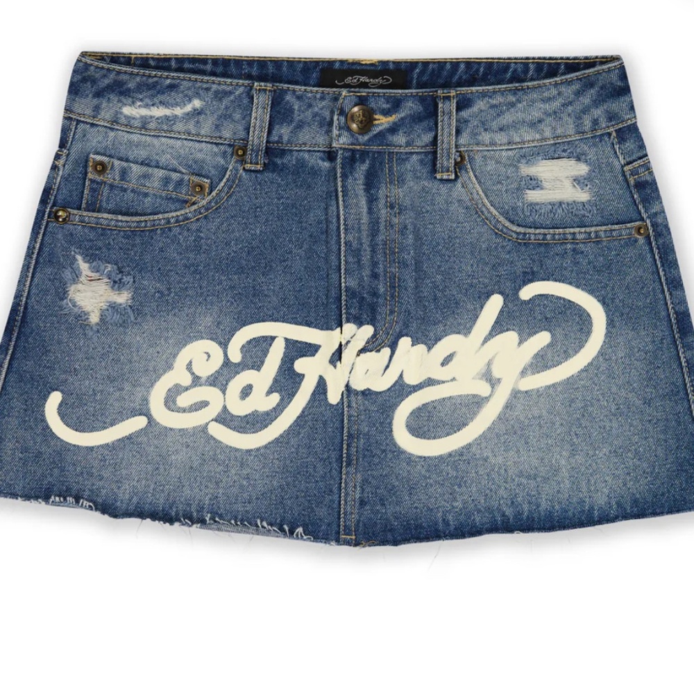 Ed hardy denim skirt